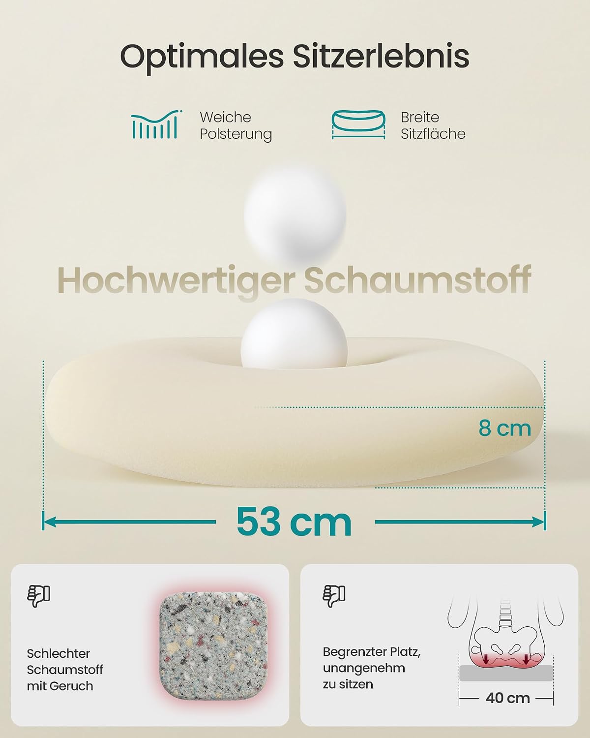 Thumbnail 4 de SONGMICS OBN37BK Bürostuhl ergonomisch 53 cm