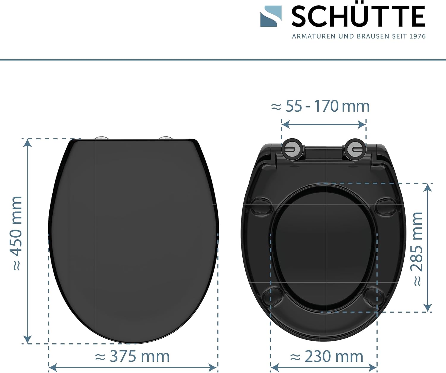 Thumbnail 6 de Siège de WC Schütte avec abaissement automatique – Duroplast, noir, capacité 250 kg
