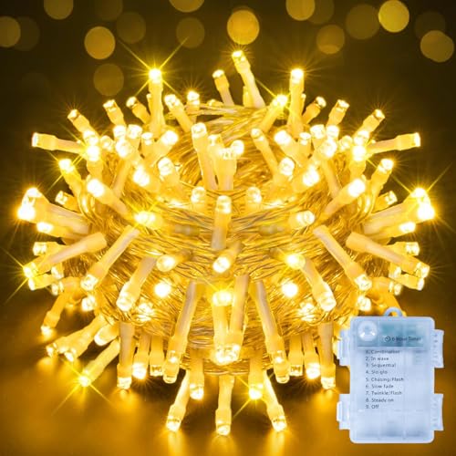 Imagen de Ollny Fairy Lights Battery Operated: 10m of 100 Warm White LEDs for Indoor & Outdoor Use en OfertitasTOP