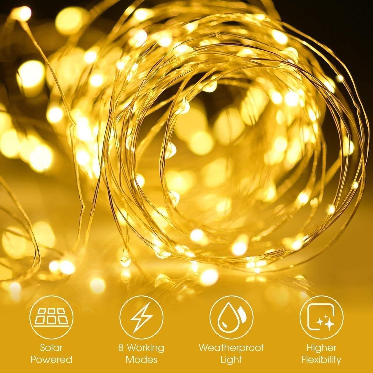 Detalle 2 de ooklee Solar Powered String Lights 10m, 100 LEDs 🌟