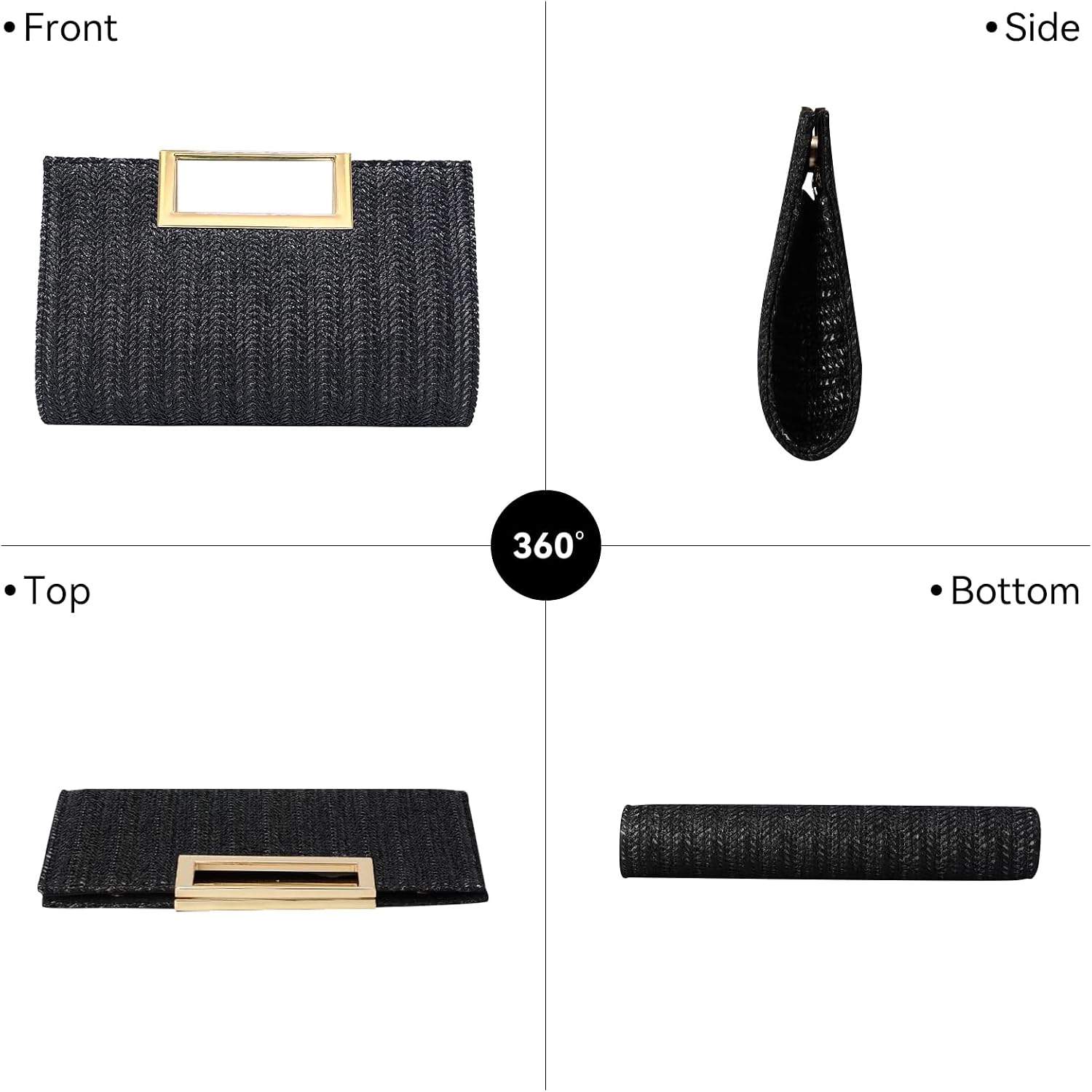 Detalle 2 de Cckuu Women's Straw Clutch Handbag – Raffia Woven Tote for Summer