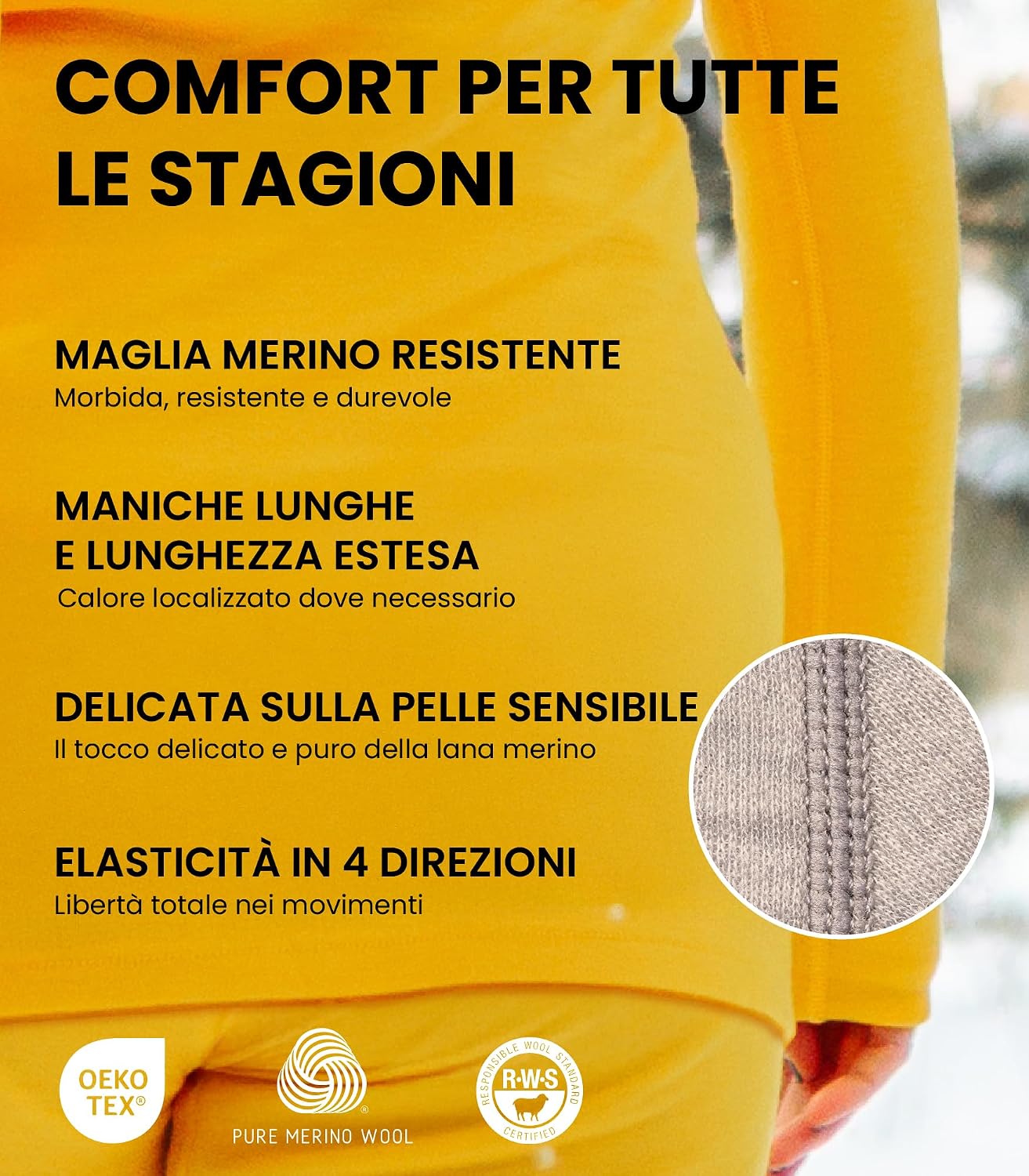 Detalle 2 de Merino.tech Maglia termica donna lana merino