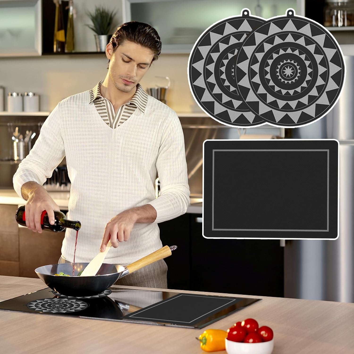Thumbnail 6 de Induktionsmatte & Kochfeld Abdeckungsschutzset – 0,7 mm Silikon, hitzebeständig bis 240°C, rutschfest & spülmaschinenfest