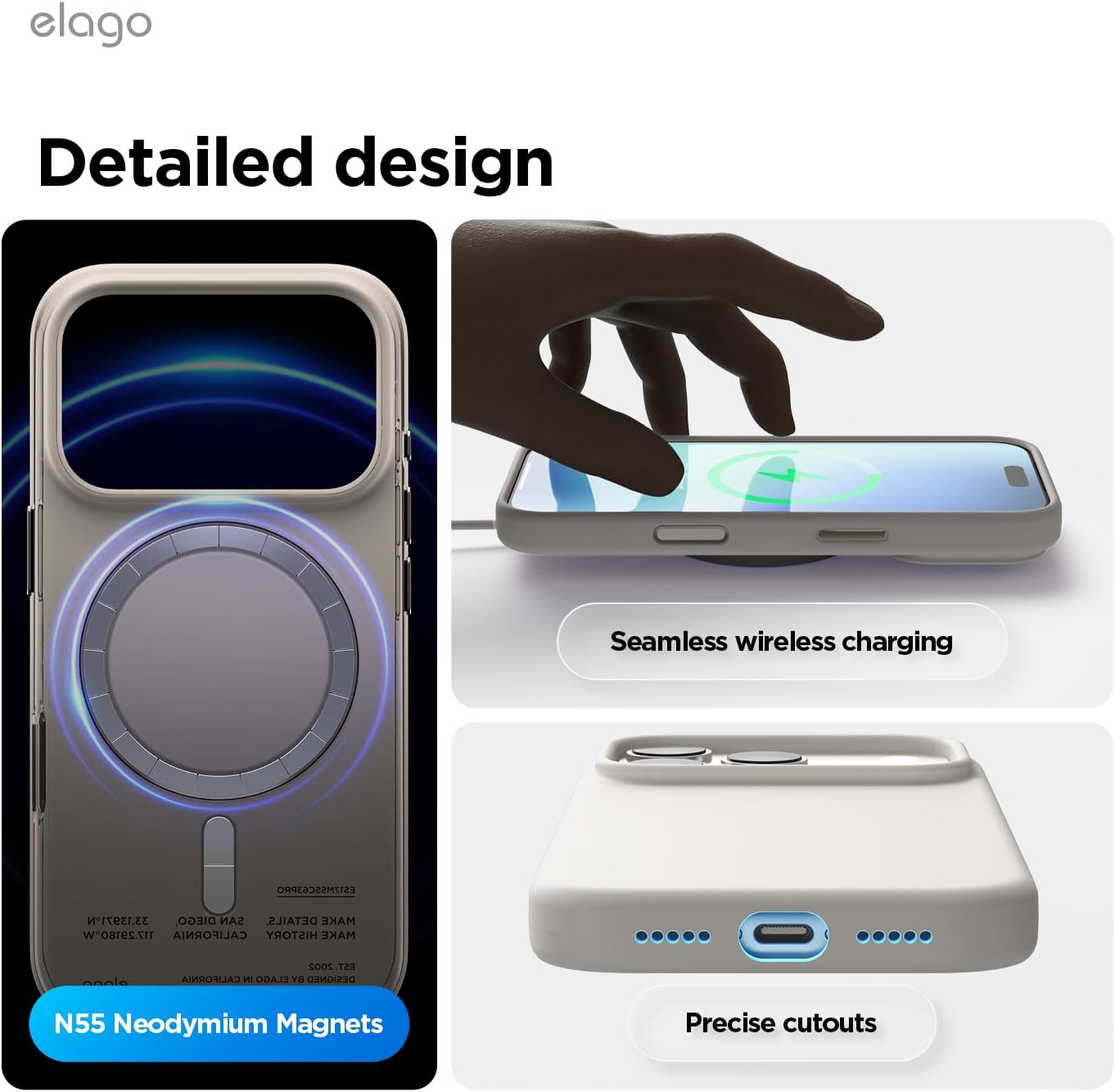 Thumbnail 6 de elago ES17MSSC63PRO-ST Silicone Case for iPhone 17 Pro & 18 Pro, MagSafe, Stone