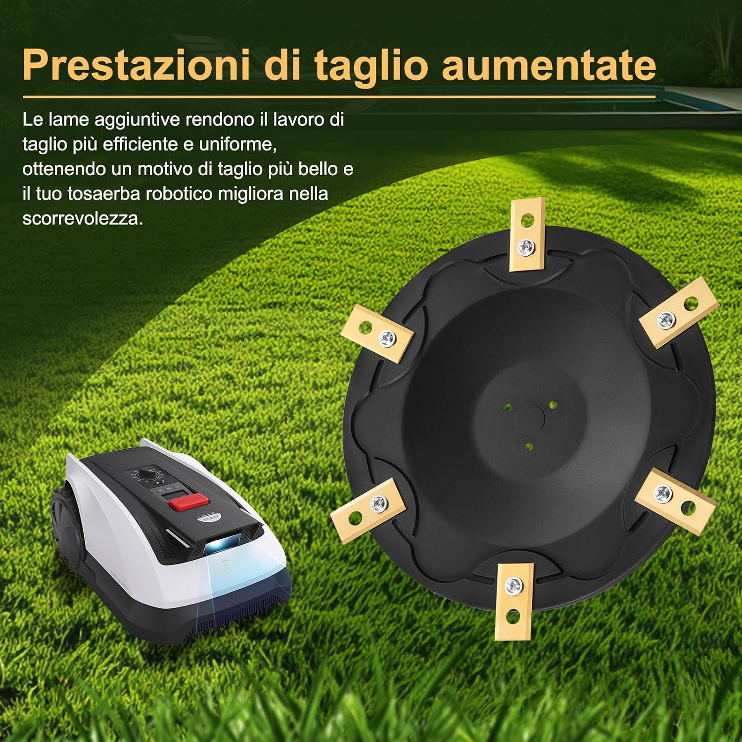 Detalle 2 de FourShow Disco Lama + 6 Lame Compatibili con ECOVACS Goat O500, O800, O1200, G1-800, G1-2000, G1