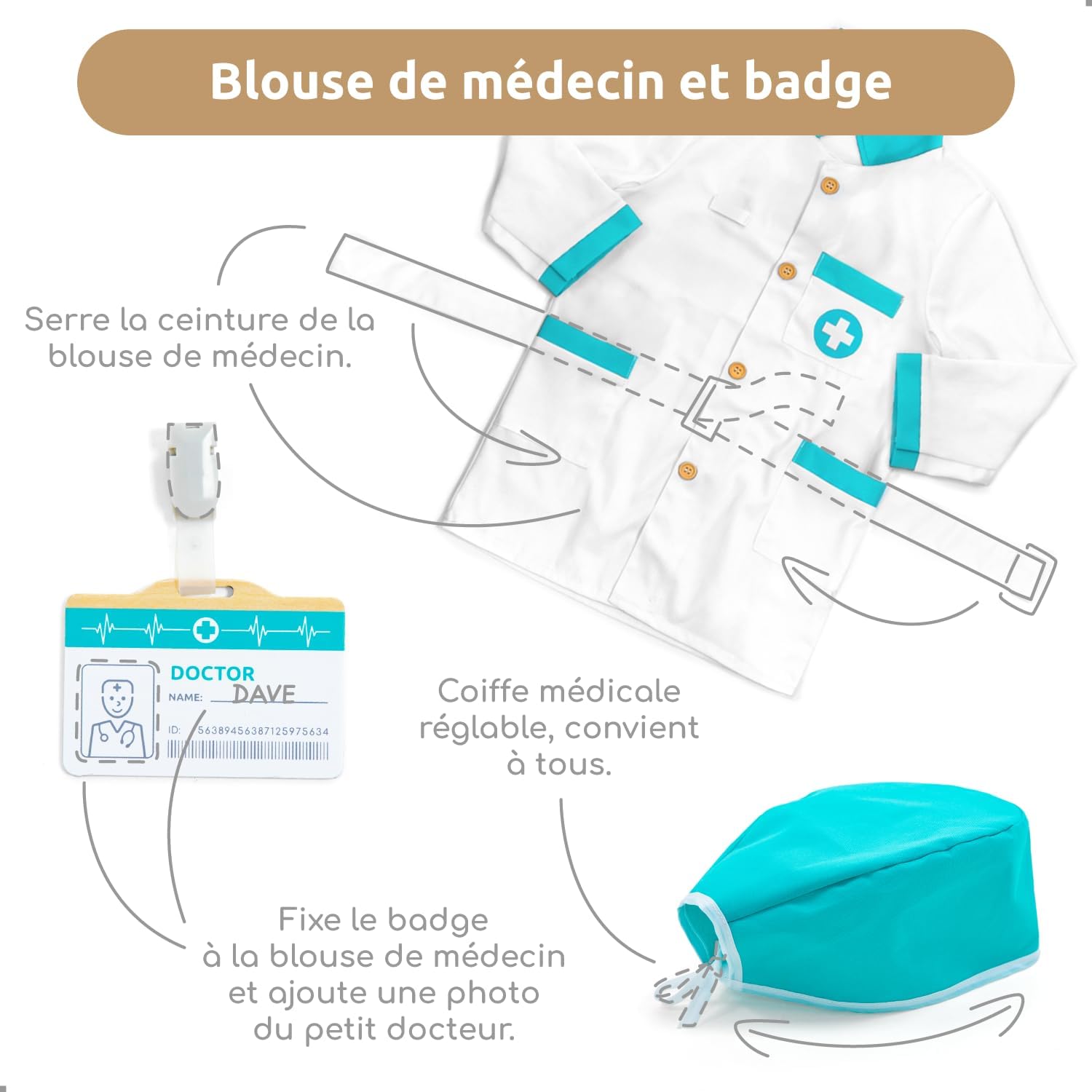 Detalle 2 de UMU Malette Docteur Enfant Bois 20 pièces