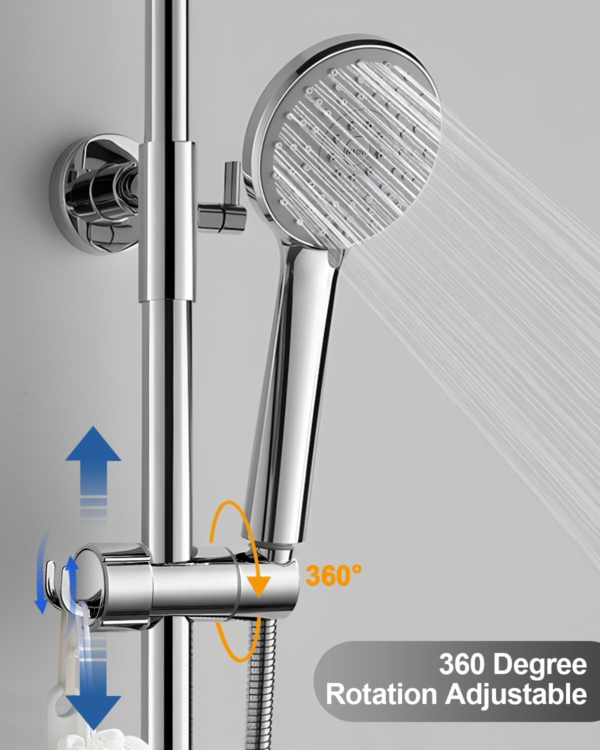 Thumbnail 3 de Handbrause Halterung Universal – verstellbarer Brausehalter für Gleitstange 16–27 mm, 360° Drehsicherheit, 2 Haken