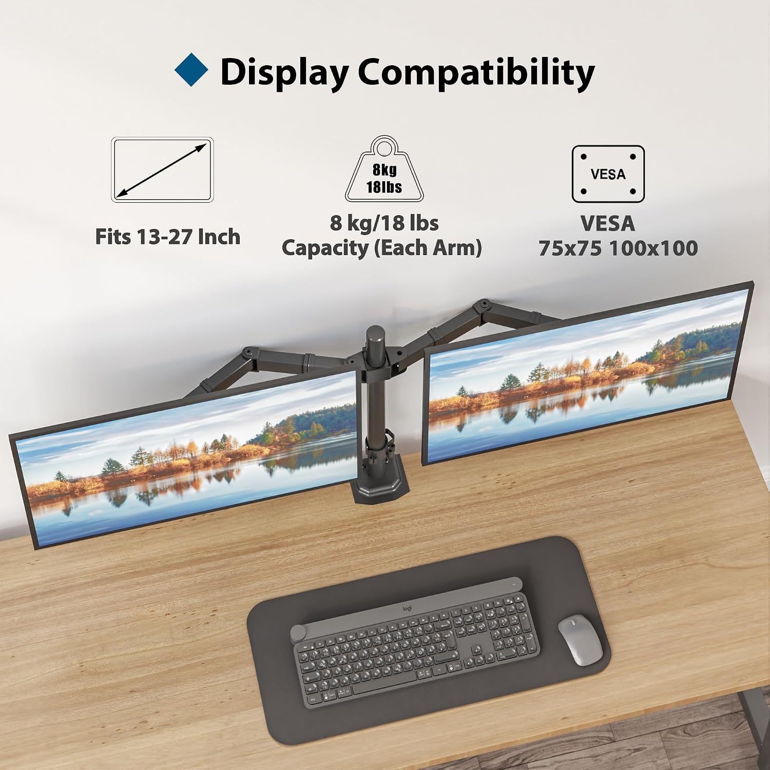 Detalle 2 de BONTEC Monitor Halterung 2 Monitore 13-27 Zoll