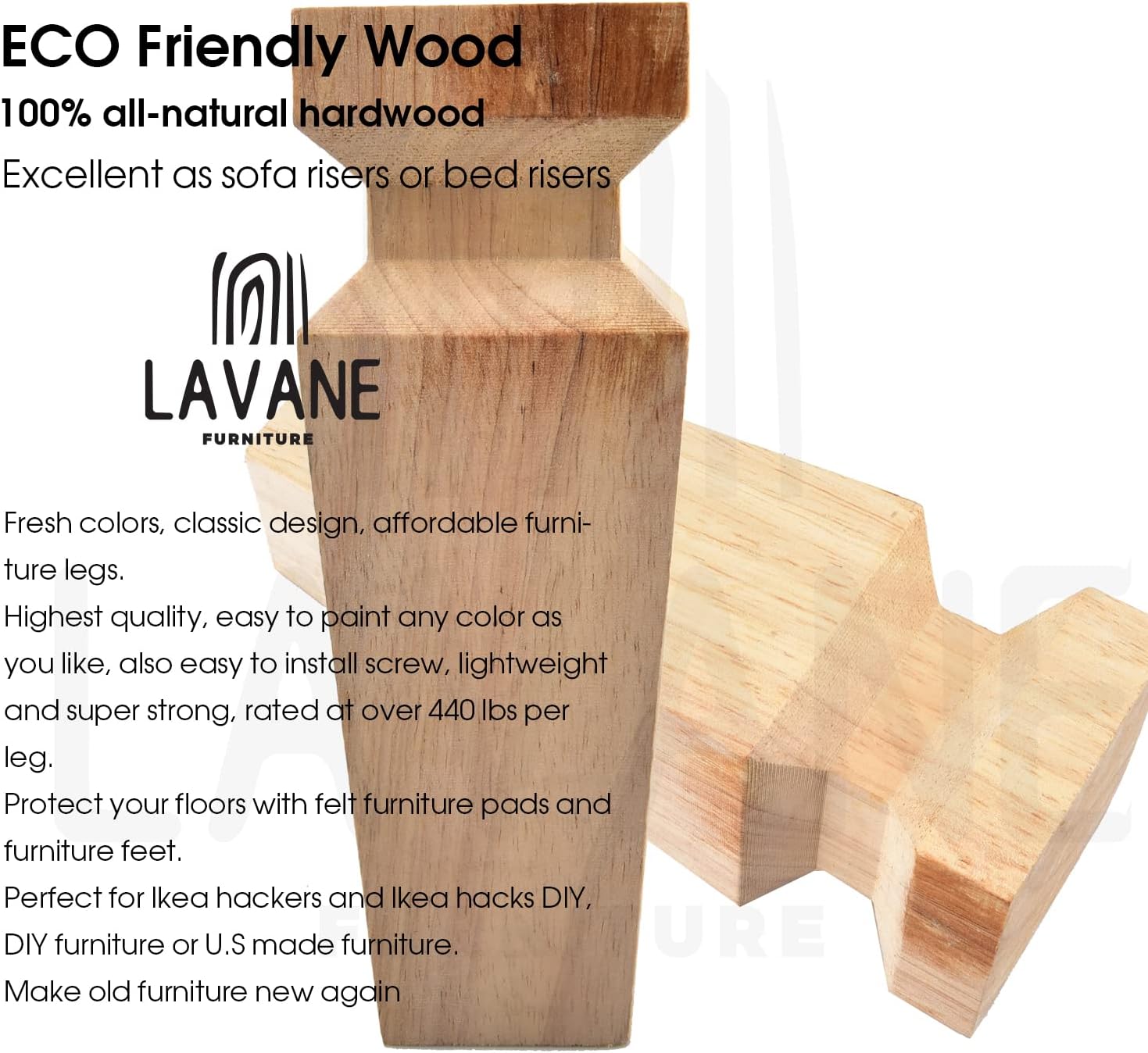 Detalle de La Vane Wooden Furniture Legs 15 cm