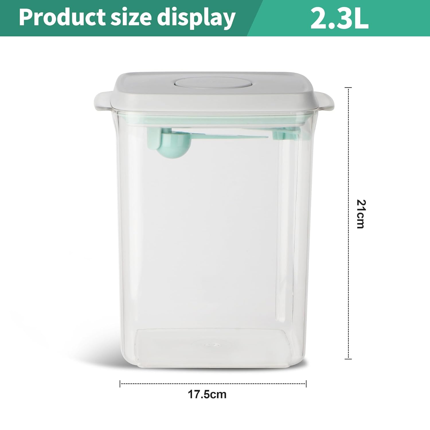Thumbnail 1 de DUBUOZA Milchpulver Aufbewahrungsbox 2300 ml – integriertem Messlöffel, transparent