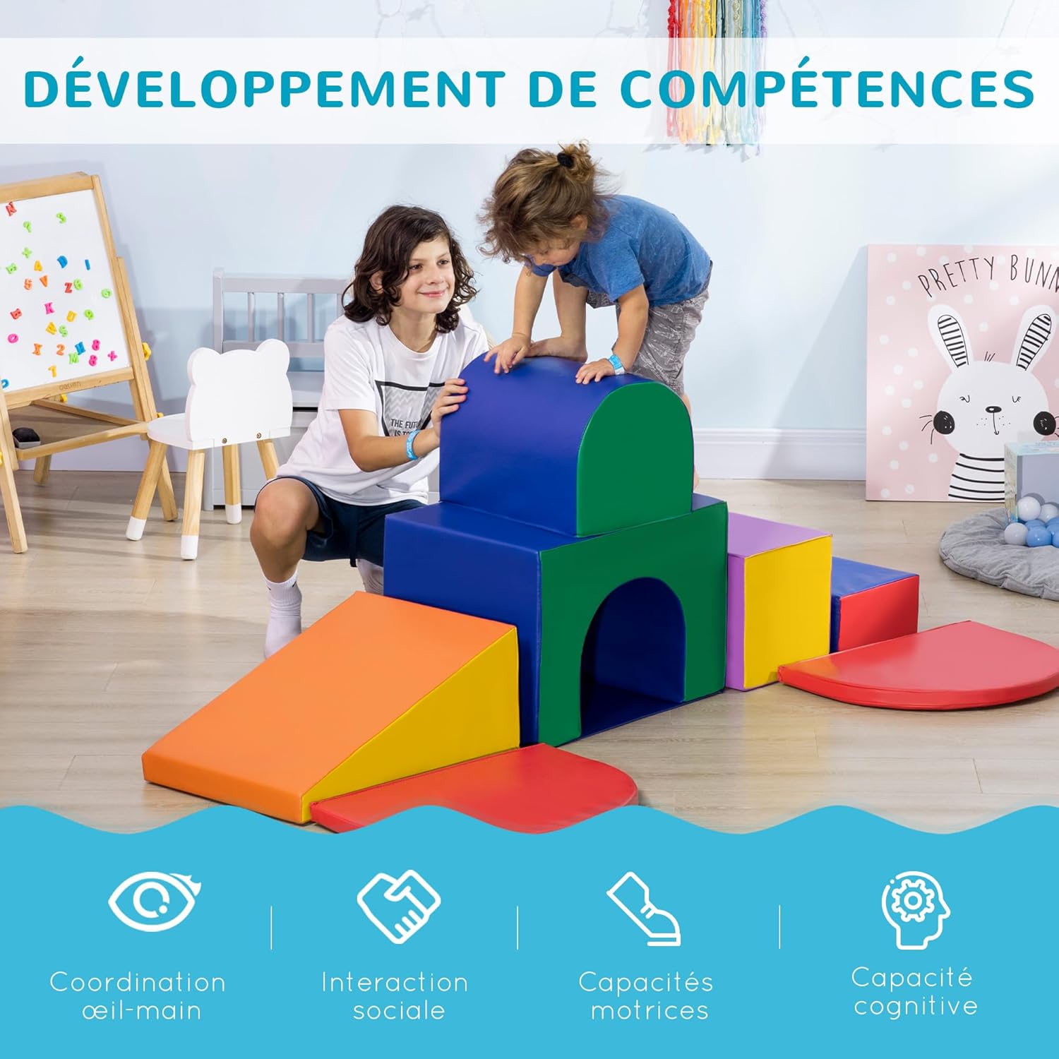 Thumbnail 2 de HOMCOM 7PCS Parcours motricité bébé – Jouets d'escalade en mousse multicolore