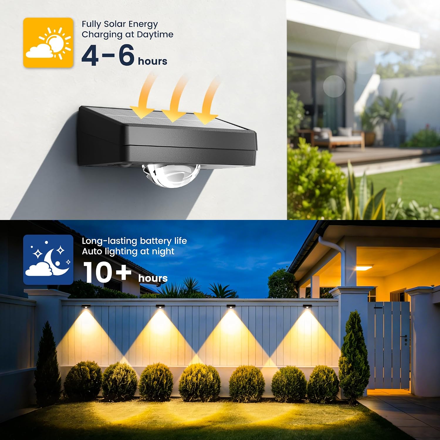 Detalle de AUDERWIN 11353 Solar Fence Lights, 20-Pack, 3 Colour Temperatures, IP65