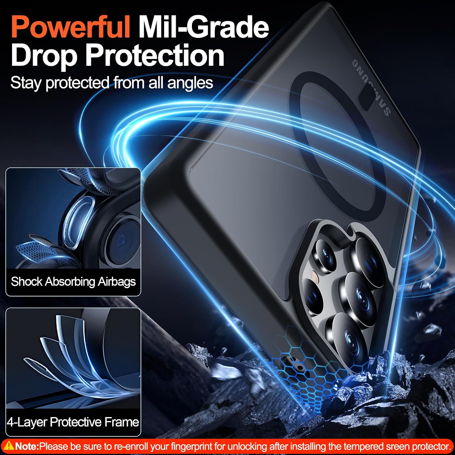 Detalle 1 de MOZOTER Galaxy S25 Ultra Clear Case with Kickstand, MagSafe Compatibility