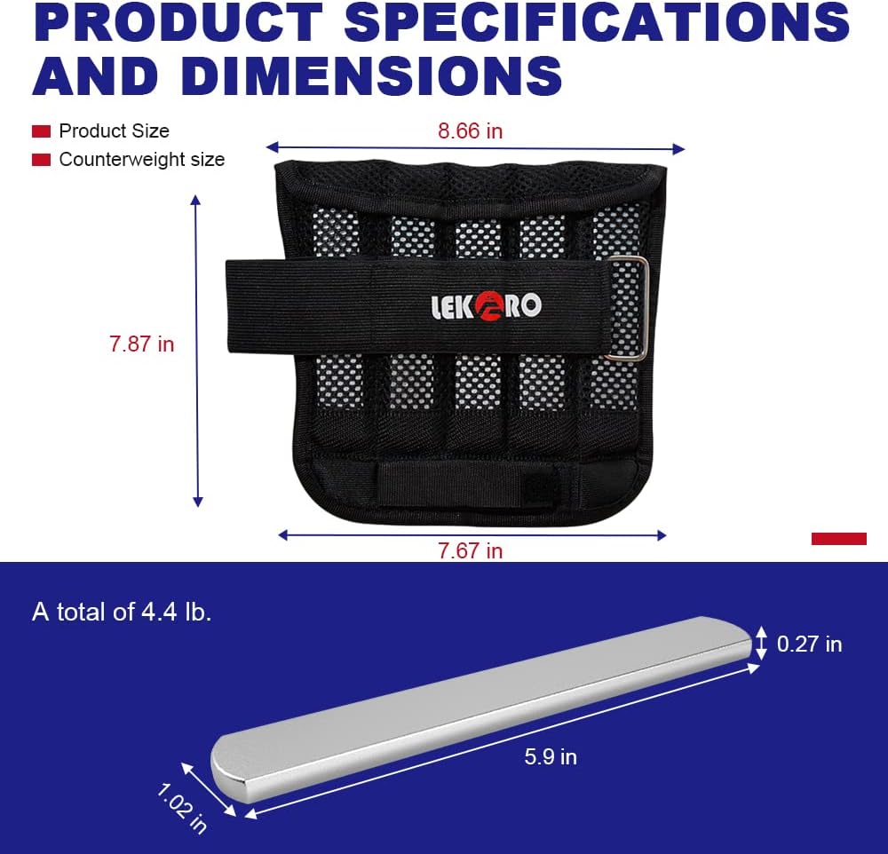 Thumbnail 3 de LEKÄRO Wrist Ankle Weights with Removable Steel Bars – Adjustable 1 Pair, 2.0 kg Total