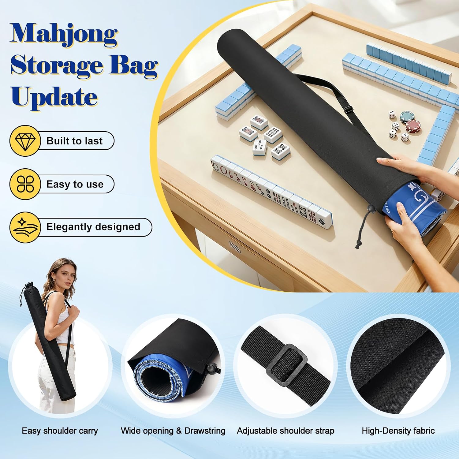 Thumbnail 4 de Shipped Rolled Mahjong Mat with Rule (32.5" x 32.5"): Waterproof, Non-Slip Surface with Charleston Rules