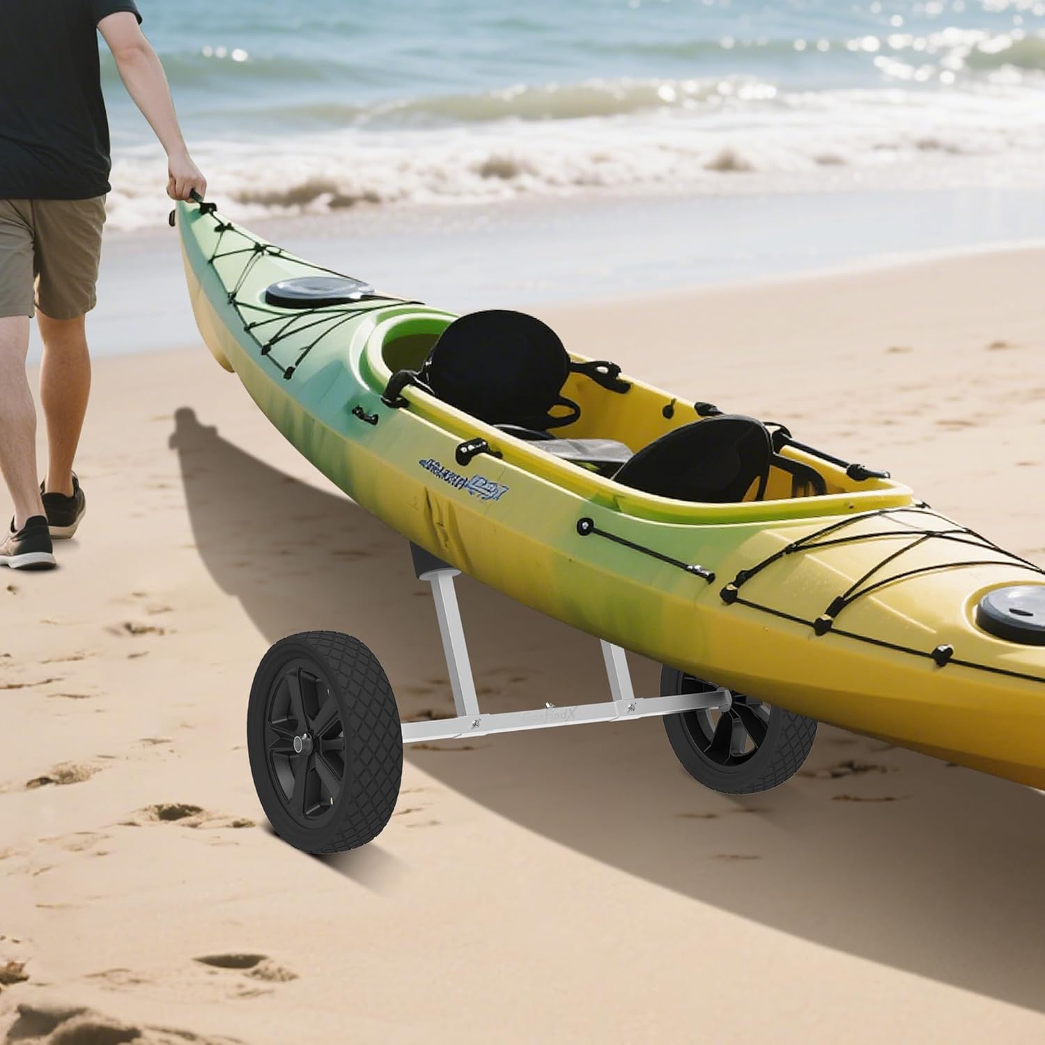 Thumbnail 1 de GanFindX Heavy Duty Kayak Cart | Adjustable Foldable Trolley with 11" Foam Wheels