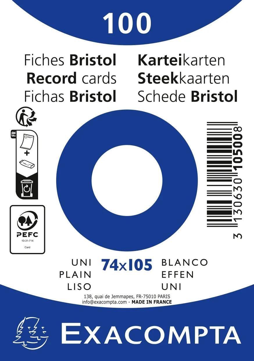 Thumbnail 6 de EXACOMPTA Paquet 100 fiches A7 S/Film Blanc uni – 74 x 105 mm