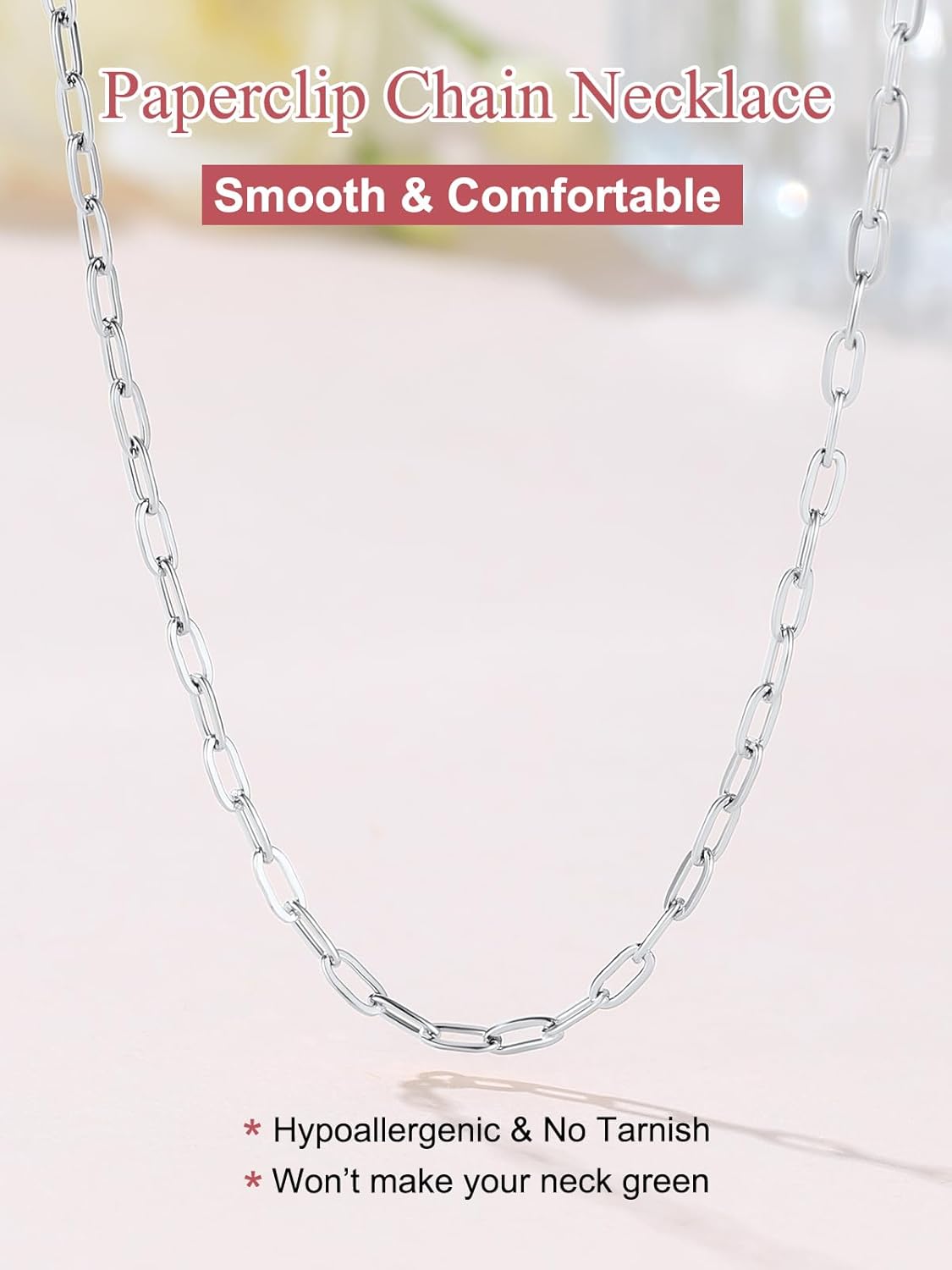 Detalle 2 de FOCALOOK Chaîne Trombone Femme en Acier Inoxydable 316L – Longueur 35–60 cm, 1,8 mm, avec boîte