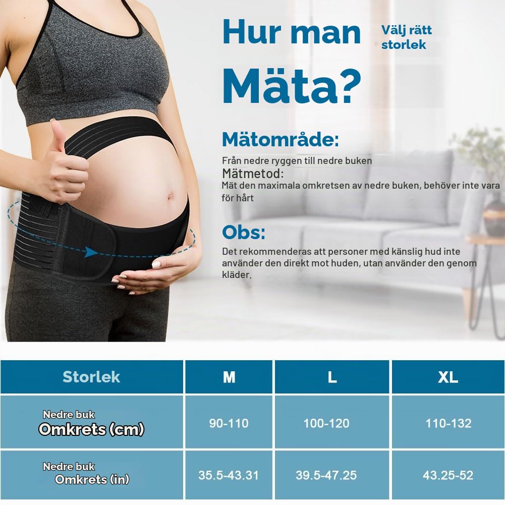 Detalle 2 de AUYAO 5276879 graviditetsbälte i svart, justerbart stöd i ventilerande mesh