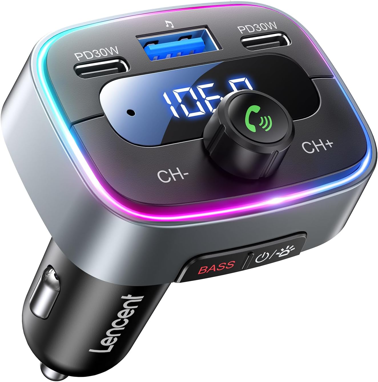 Detalle de LENCENT Bluetooth 5.4 FM Transmitter 60 W