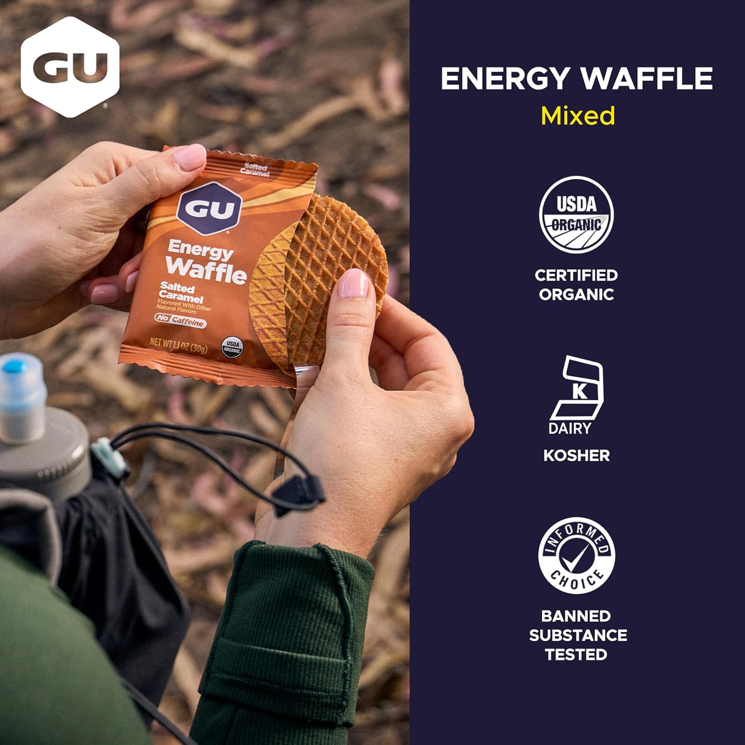 Detalle de GU Energy Sports Nutrition Waffles, 16 Count