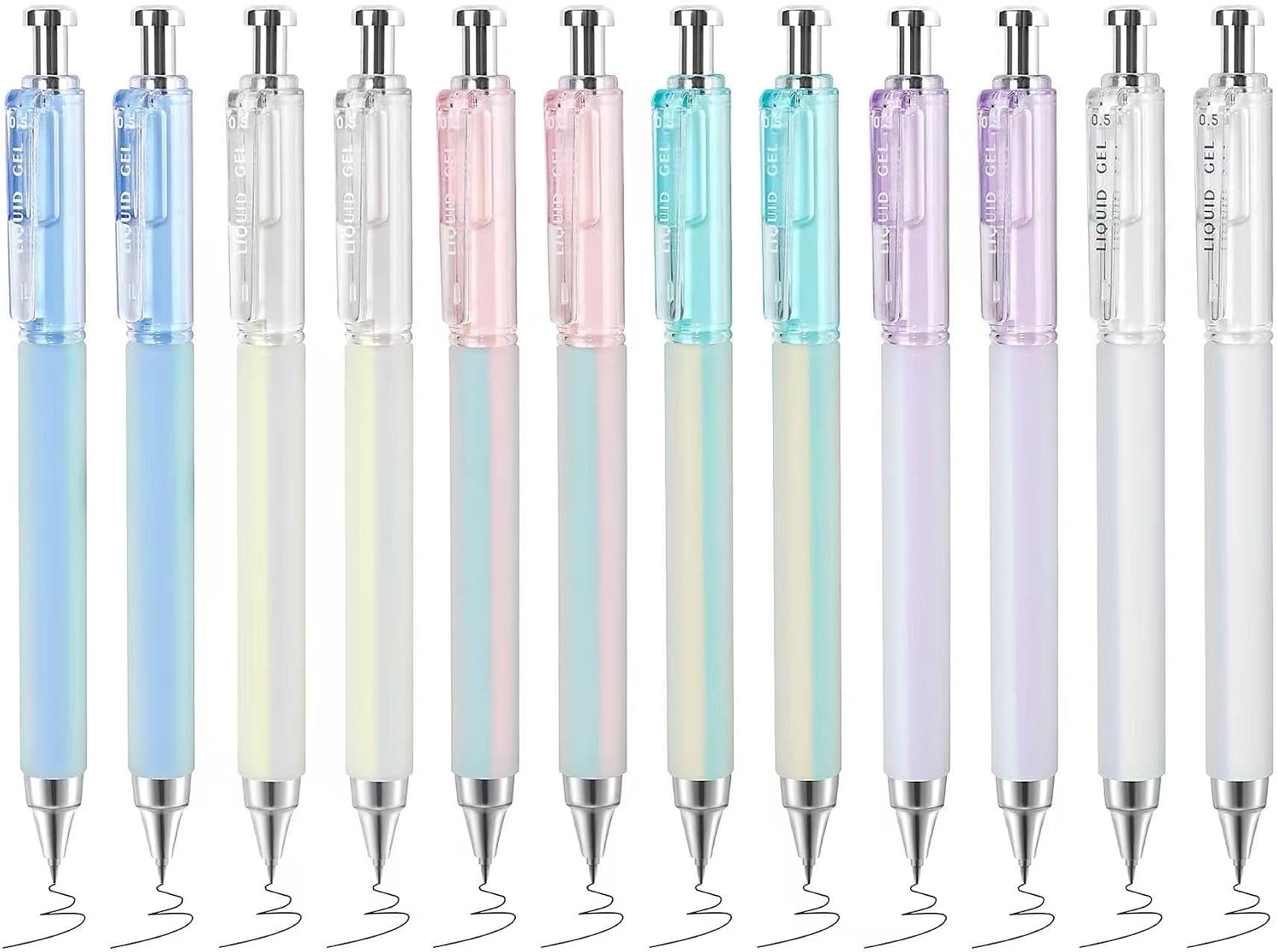 Detalle de FIOVER guijiao006 12-Pack 0.5mm Black Retractable Gel Pens with Soft Grip