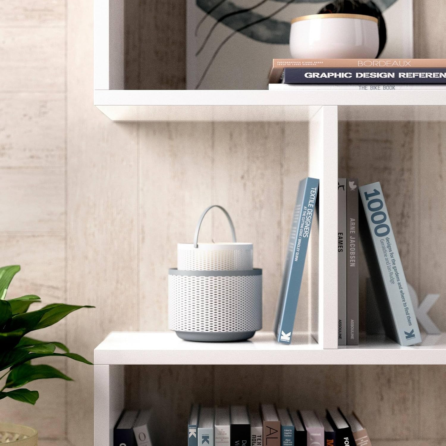 Detalle de Dmora Misone Libreria Scaffale da Ufficio Multiuso a 3 Ripiani, 110×25×96 cm, Bianco