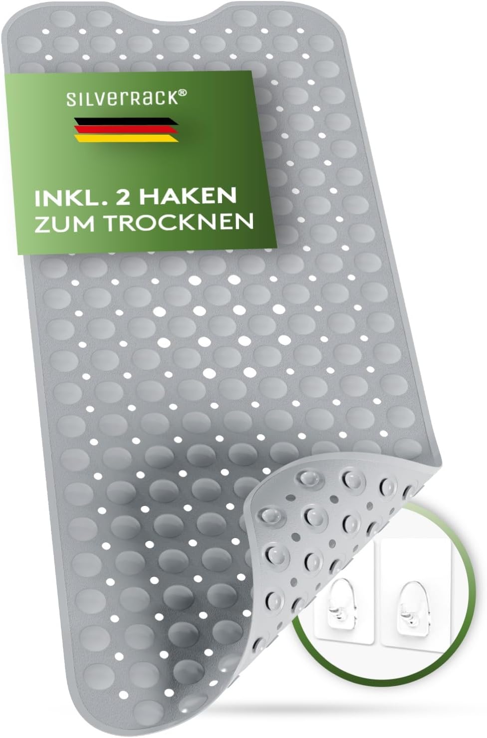 SilverRack Badewannenmatte 100x40 cm Grau – Antirutschmatte für Badewanne