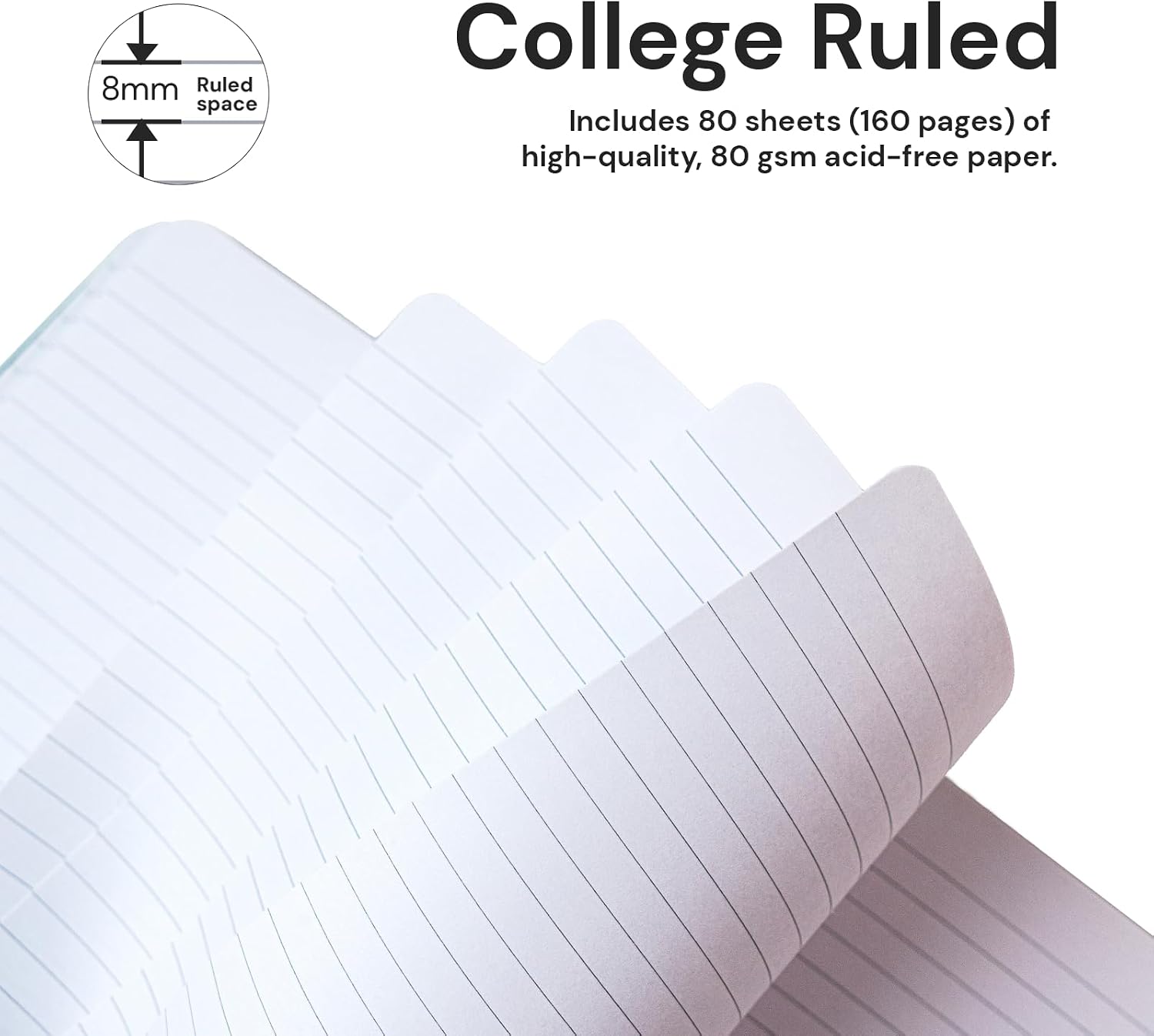 Detalle de ONAVIA A4 Hardcover Notebooks 6 Pack – Lined Journals, 160 Pages, Black