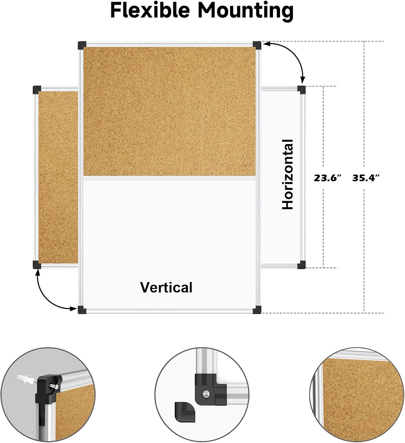 Thumbnail 1 de XBoard Magnetic White Board and Bulletin Corkboard Combination (36 x 24) with Aluminum Frame