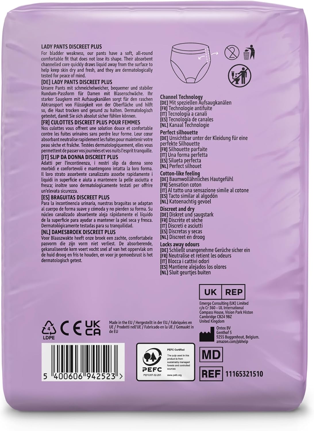 Detalle de By Amazon Lady Pants Plus Large – 40 Count (4 Packs of 10), Black