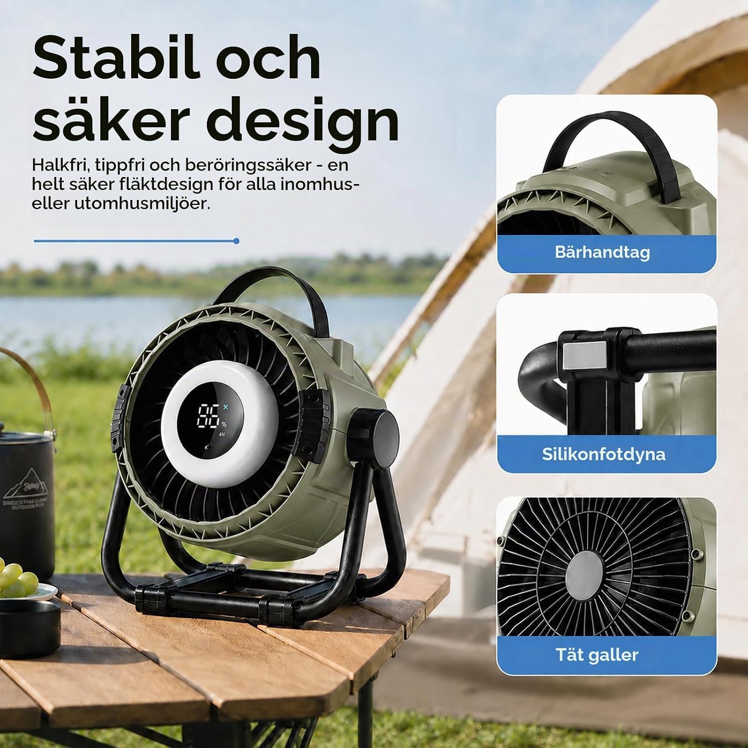 Thumbnail 6 de WHATOOK H10 uppladdningsbar bordsfläkt, 20 000 mAh, nattlampa och fjärrkontroll