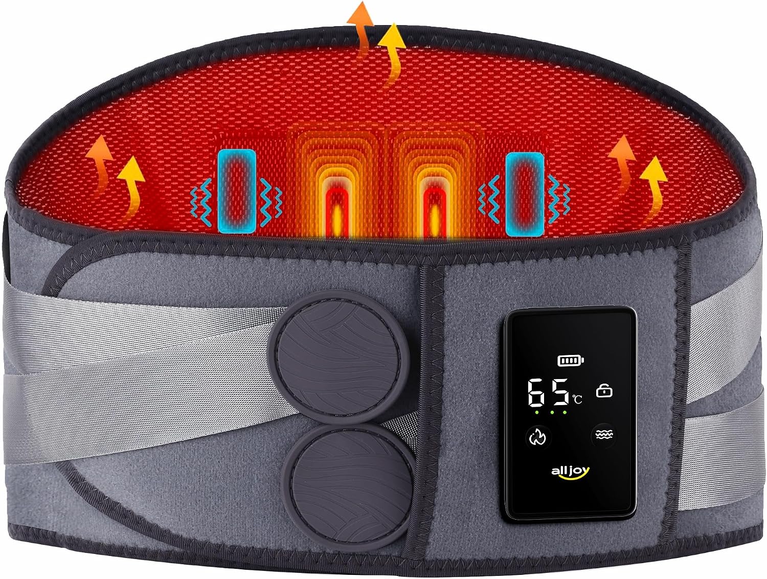 Detalle de ALLJOY AJHSB23 Cordless Heated Back Massager, 3 Heat Levels, 5 Vibration Settings
