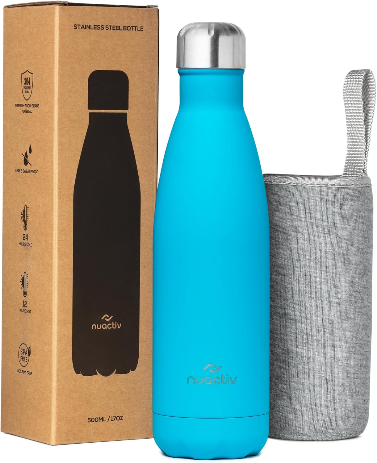 Thumbnail 2 de Nuactiv Bouteille Isotherme 500 ml en Acier Inox – Garde 24h Froid & 12h Chaud, Étanche et Réutilisable