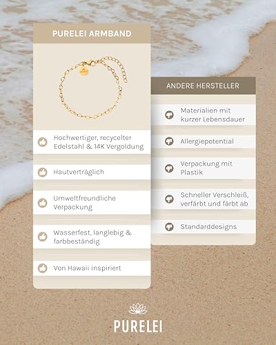 Detalle 2 de Purelei Heart Armband (Gold) – Filigranes Damenarmband aus Edelstahl, verstellbar 16–20 cm