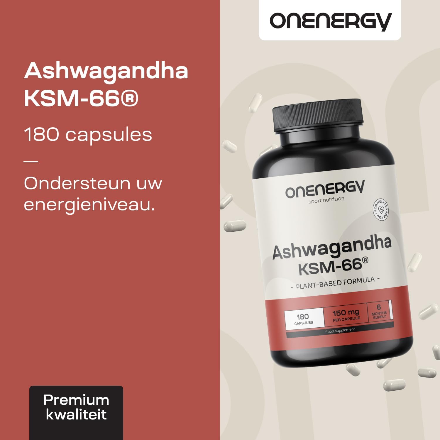Thumbnail 1 de ONENERGY Ashwagandha KSM-66, 180 plantaardige capsules met 150 mg extract