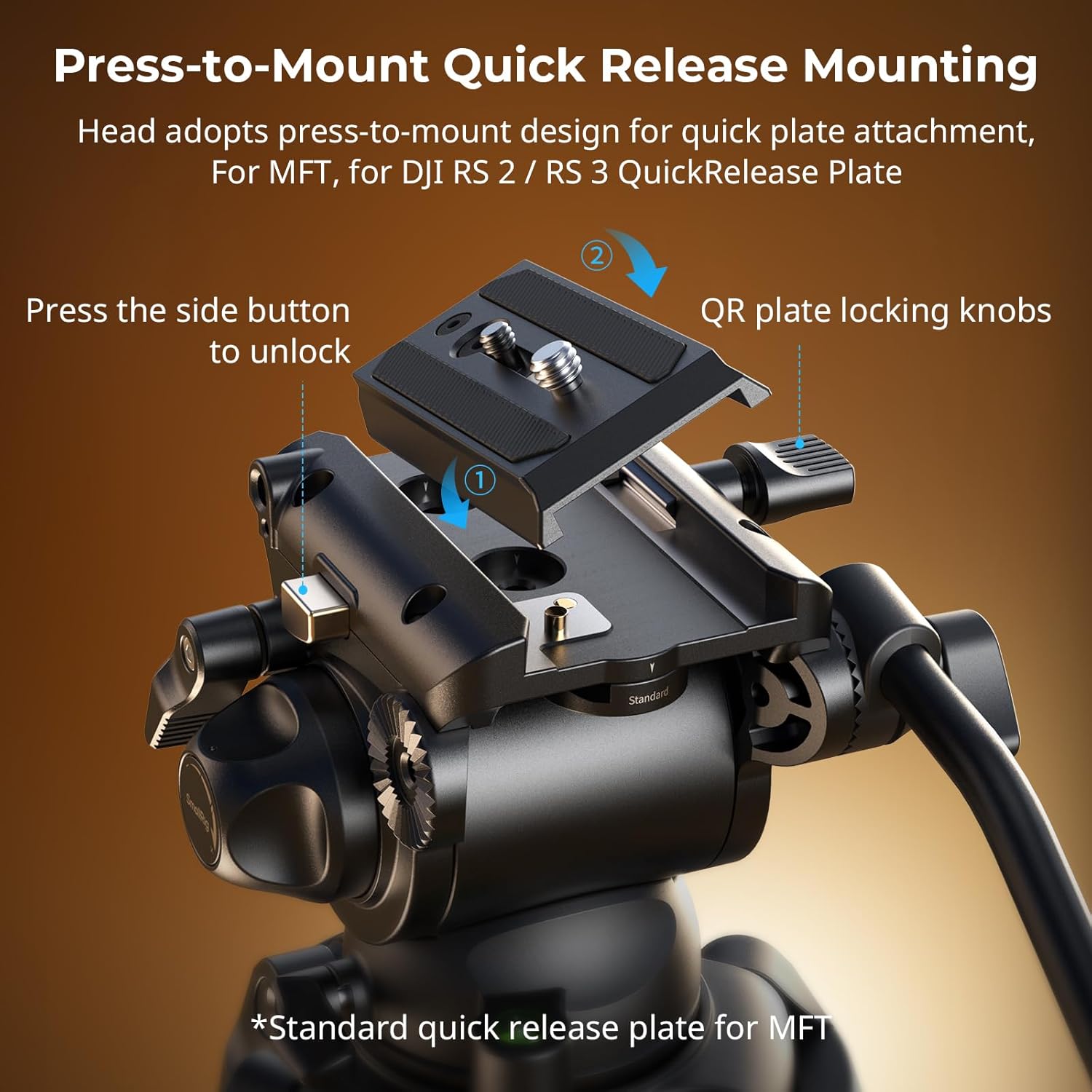 Thumbnail 3 de SmallRig AD-01S Video Tripod: 74" Heavy Duty Support with Fluid Head for DSLRs and Camcorders