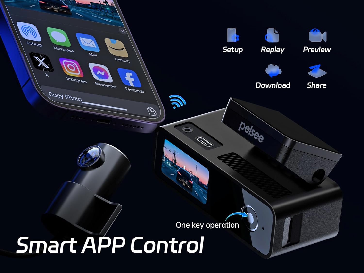 Detalle 2 de Pelsee 4K Dash Cam Front and Rear 64GB