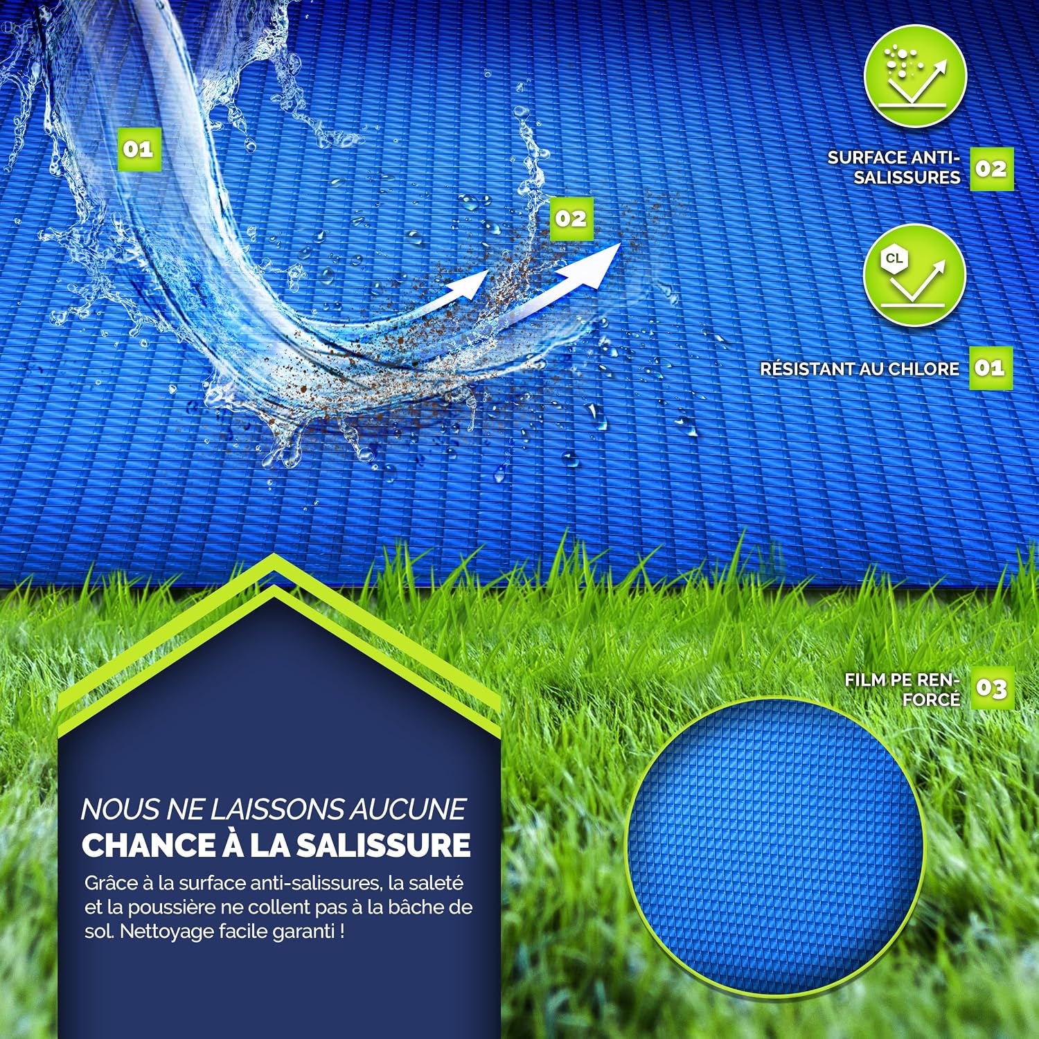 Detalle de tillvex Bâche de Sol 250 g/m² pour piscine