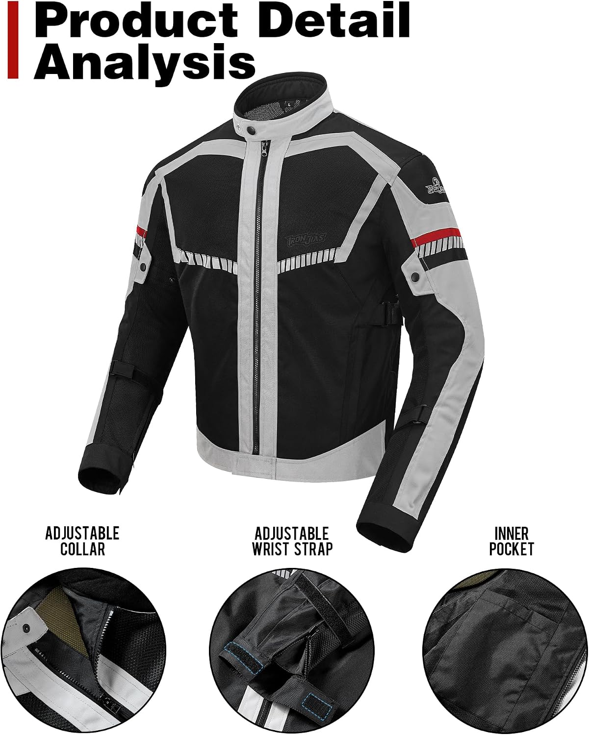 Detalle 2 de BORLENI Motorradjacke Sommer Panzerschutz