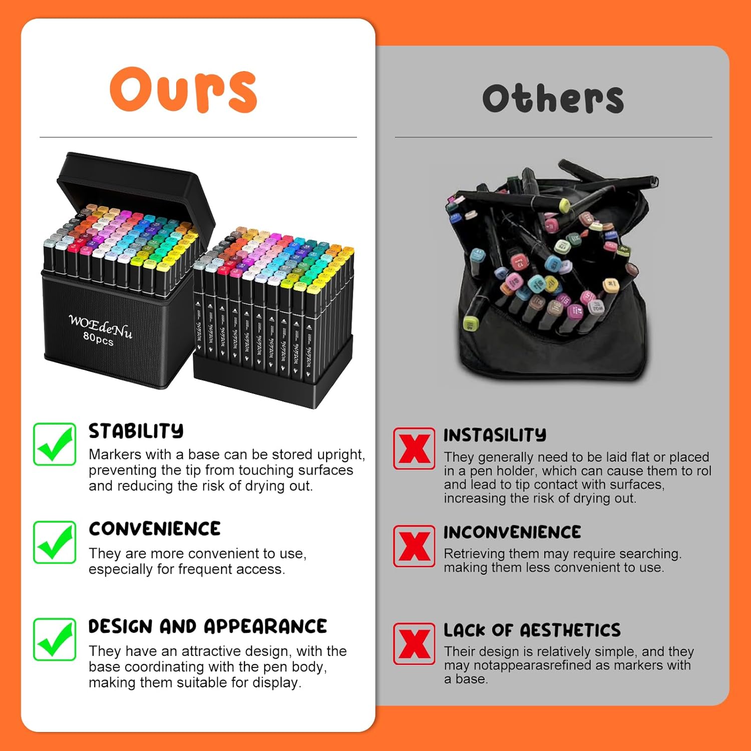 Thumbnail 3 de WOEDENU 168 Coloured Marker Set with Dual Tips, Carry Case & Storage Base