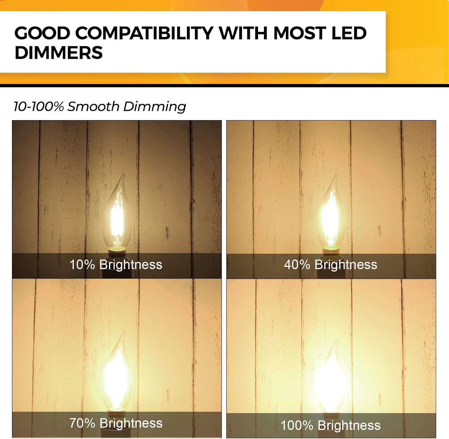 Detalle 2 de HIZASHI LY-C32-4W-W-90-C E12 LED Candelabra Bulbs, B10, 2700K, Dimmable, 6-Pack