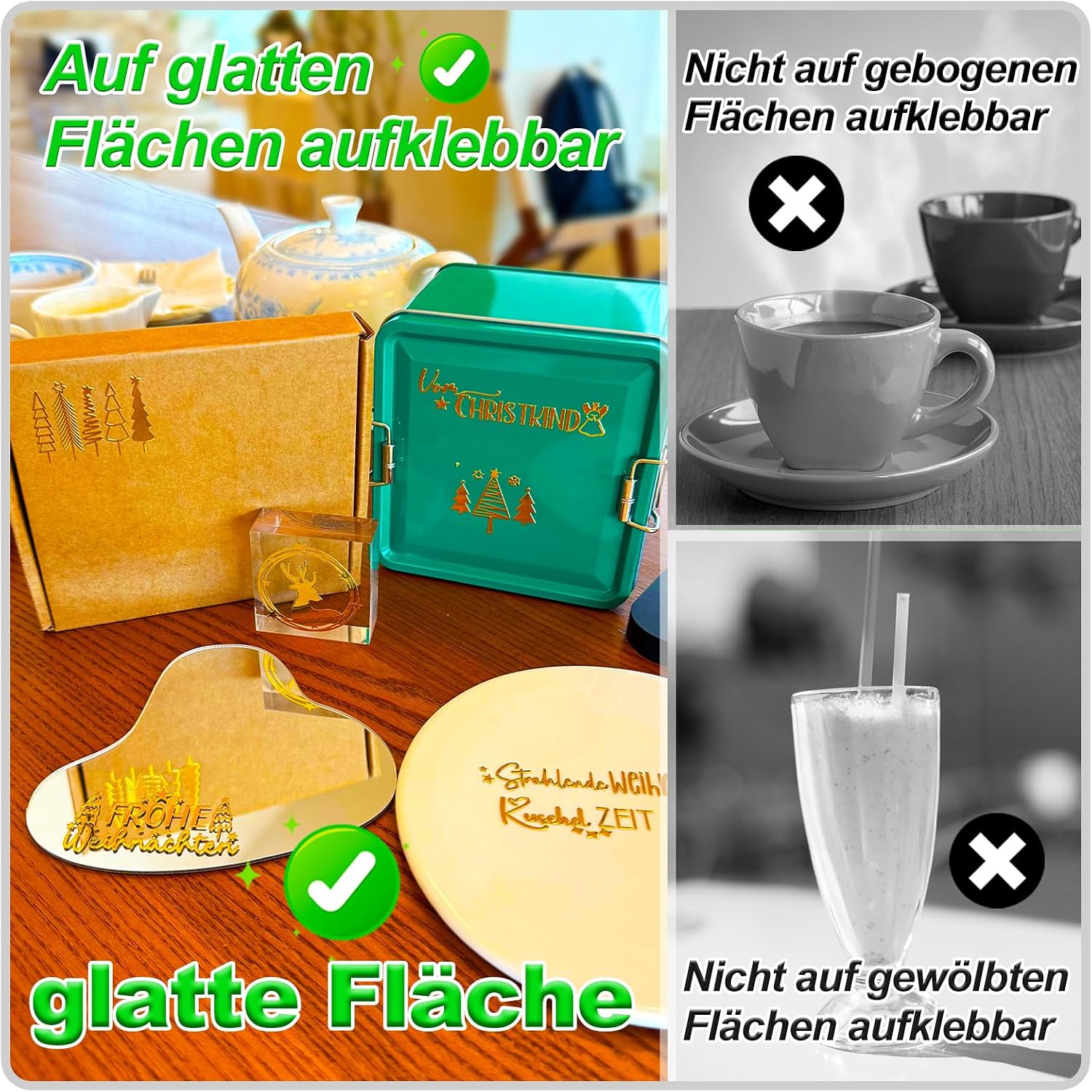 Detalle de Aoiuenok Rub-on Sticker Weihnachten in Gold Metallic – 3 Bögen für DIY, Karten & Geschenke