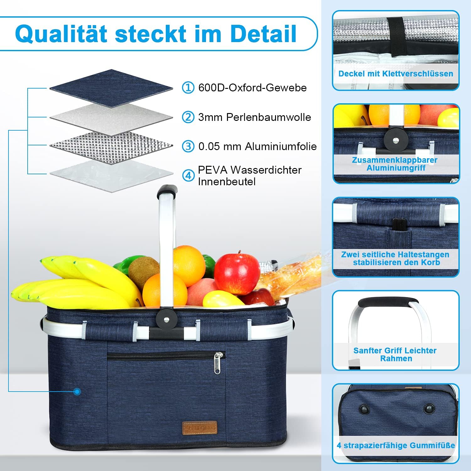 Detalle de ABIUBIU 35 l Kühltasche Einkaufskorb