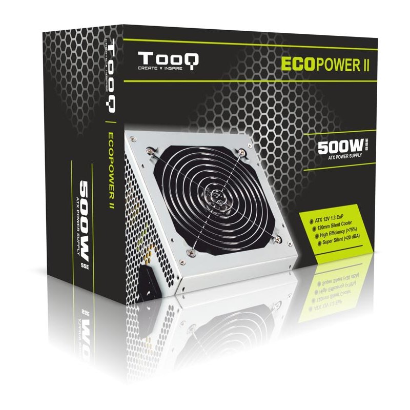 Thumbnail 2 de Tooq Ecopower II TQEP-500SSE 500W fuente de alimentación para PC