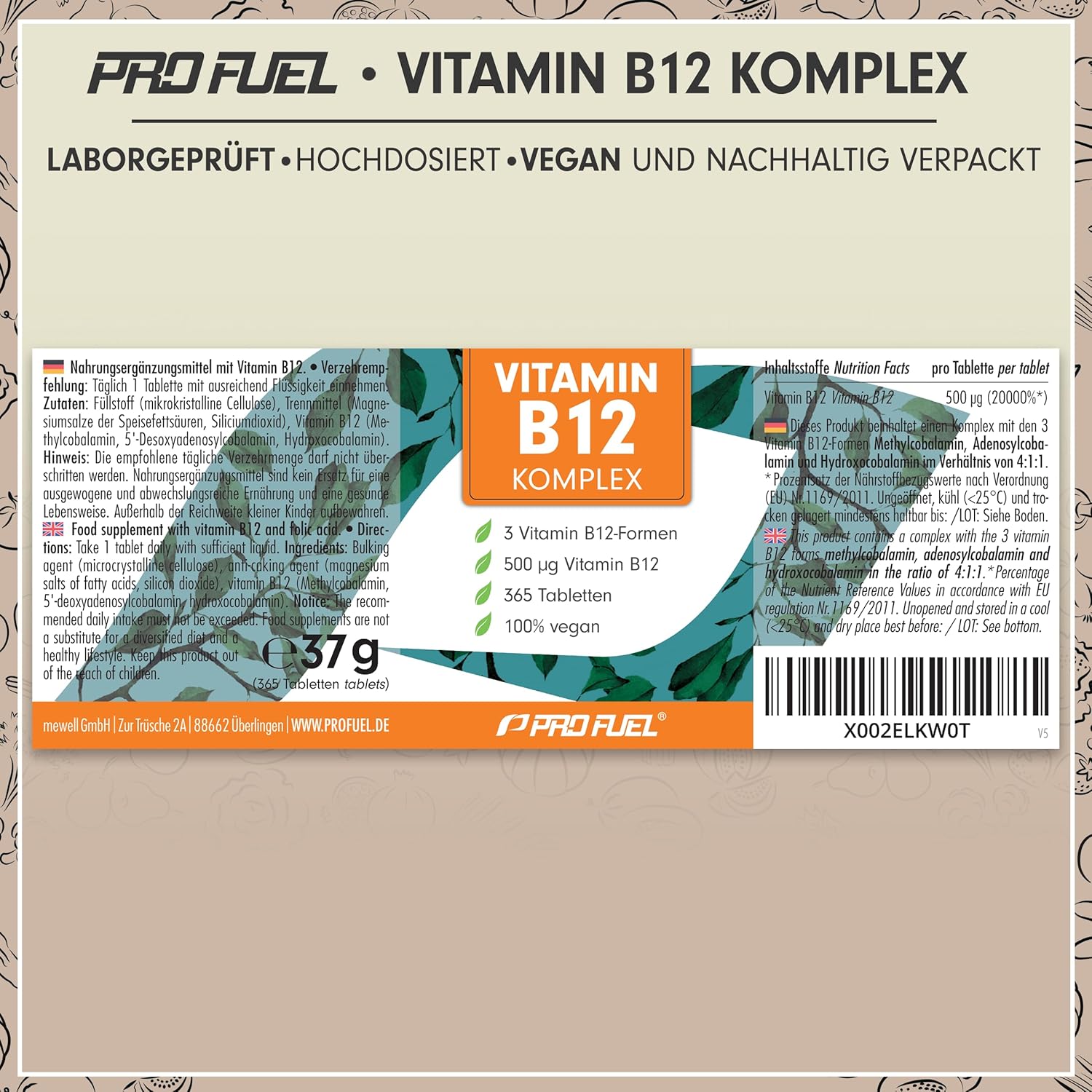 Thumbnail 5 de Vitamin B12 Komplex 500 µg 365 Tabletten