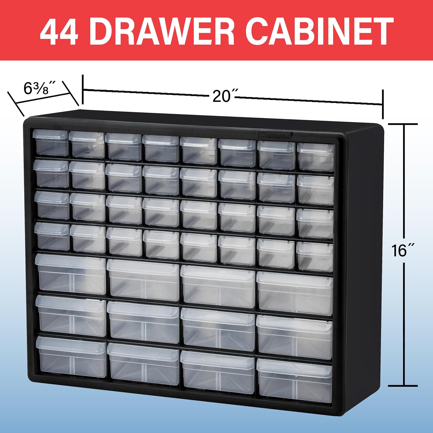 Thumbnail 2 de Akro-Mils 10144 44-Drawer Storage Cabinet, 20-Inch, Red and Black