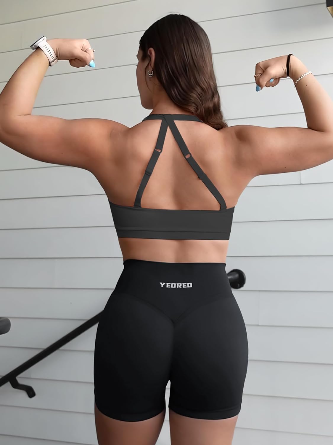 Thumbnail 2 de YEOREO Sport Shorts Damen 4.5" Invisible Scrunch Butt – Hoch Tailliert, Nahtlos, 90% Nylon/10% Elasthan