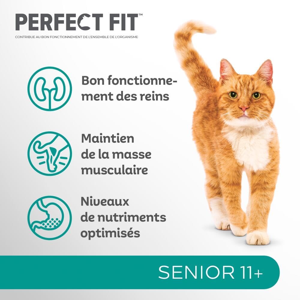 Detalle 2 de PERFECT FIT Senior 11+ Croquettes Gourmandes pour Chat Senior Stérilisé – Poulet, 1,4 kg (Lot de 5)