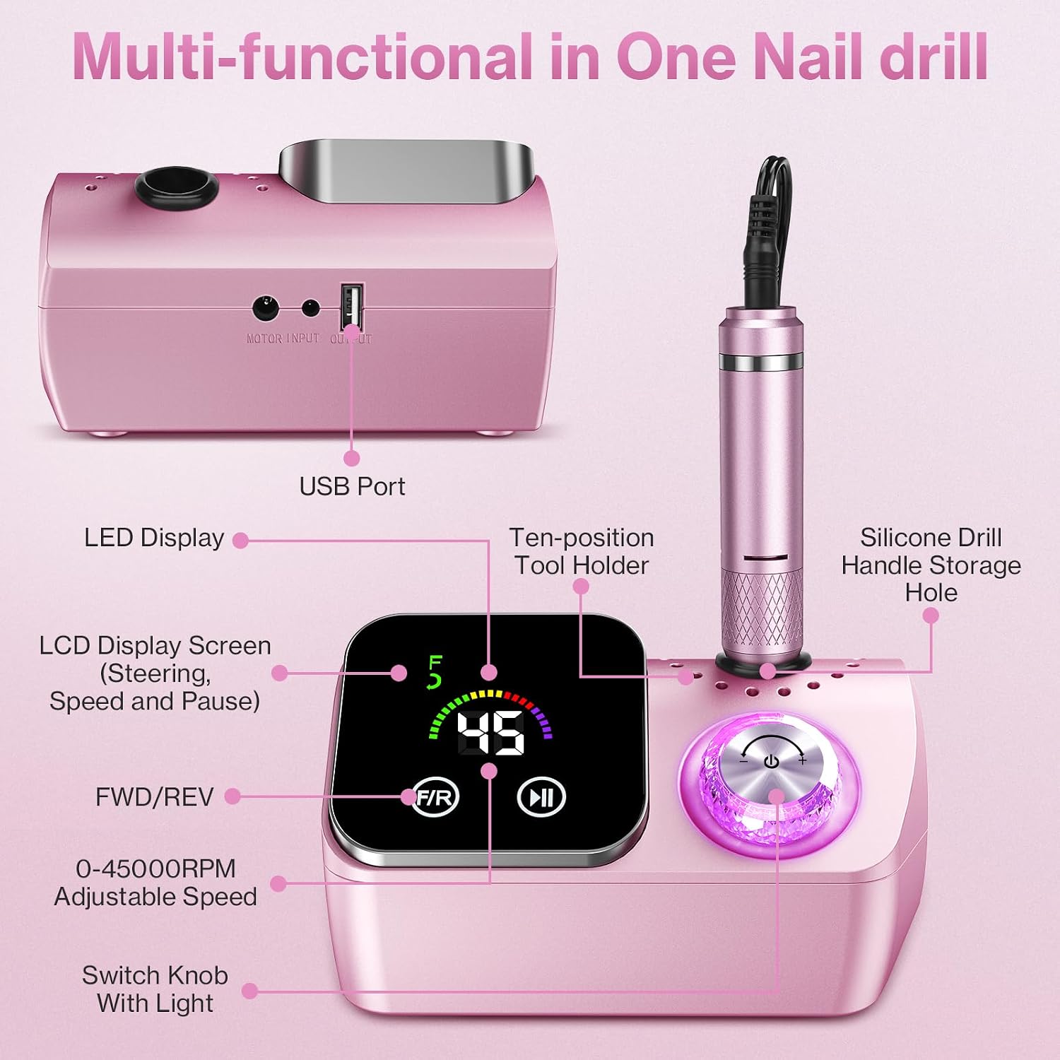 Detalle de Urbuti Nagelfräser 45000 U/min mit LCD